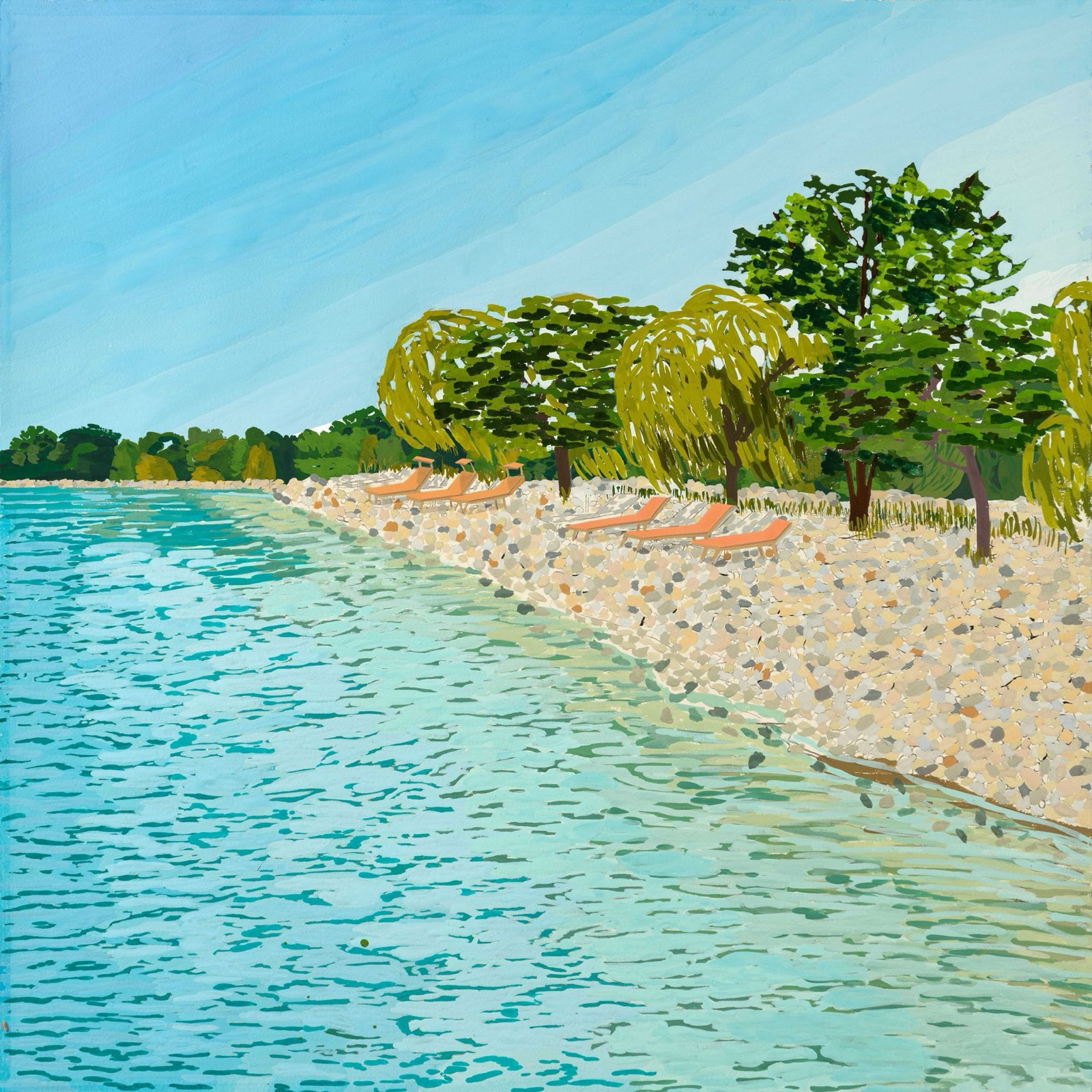 Illustration of South Banks townhomes on the Lakeview shoreline